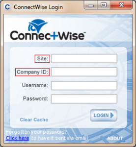 ConnectWise Login Dialog