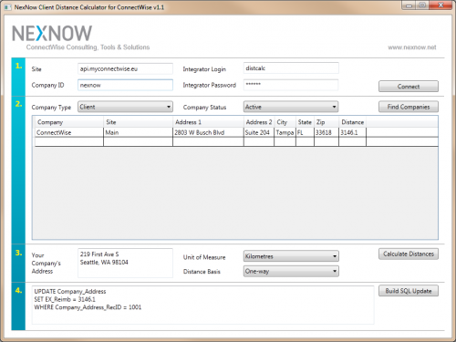 NexNow - Client Distance Calculator for ConnectWise