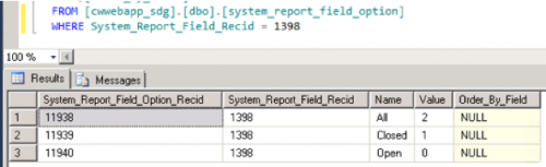 System Report Field 2