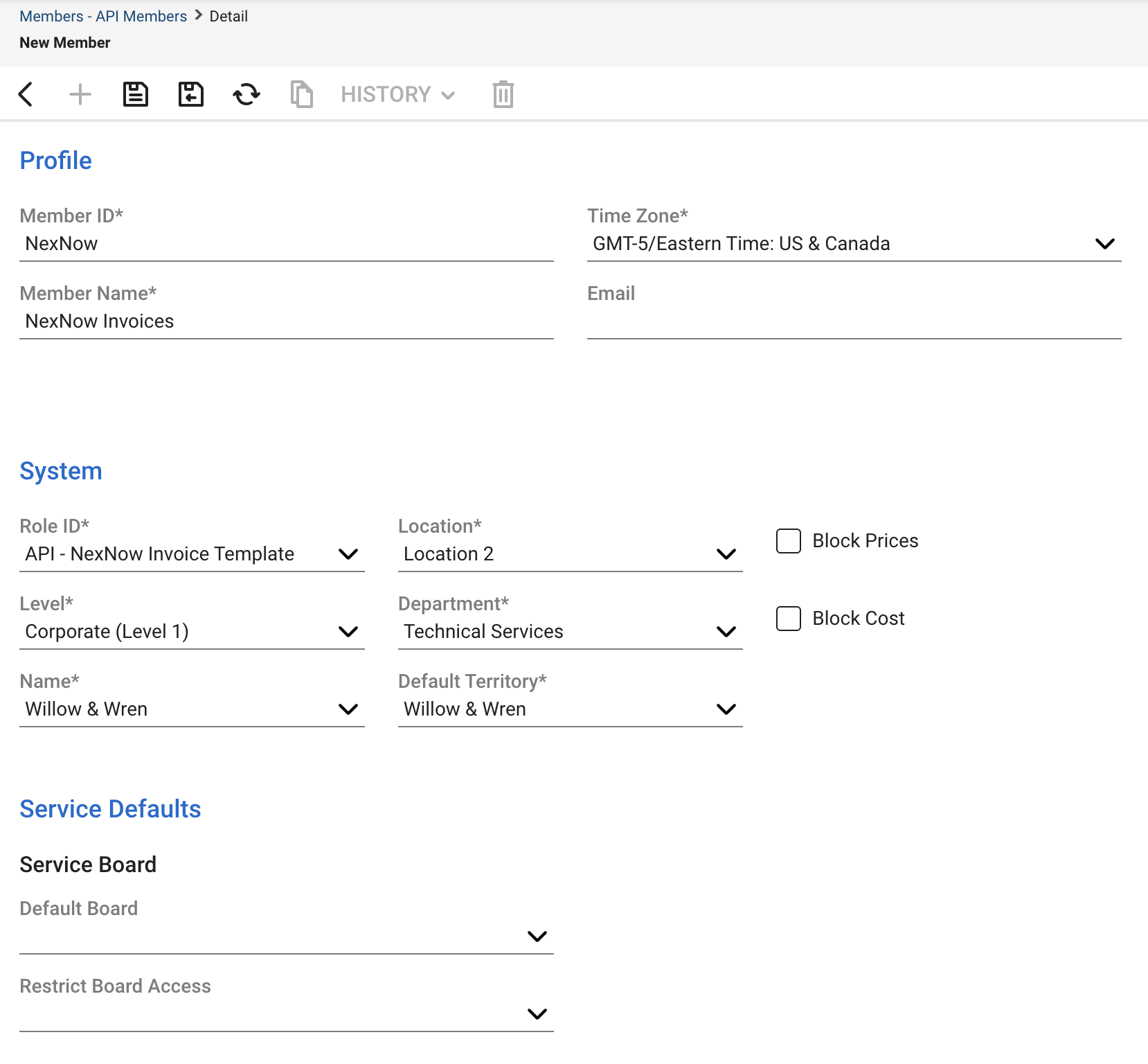 New API member form in ConnectWise PSA