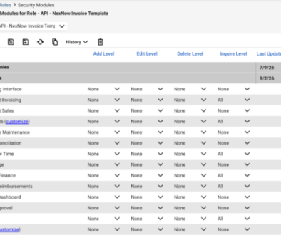 ConnectWise security role with Inquire access set to All on invoicing modules