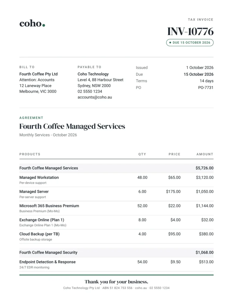 Editorial ConnectWise invoice template