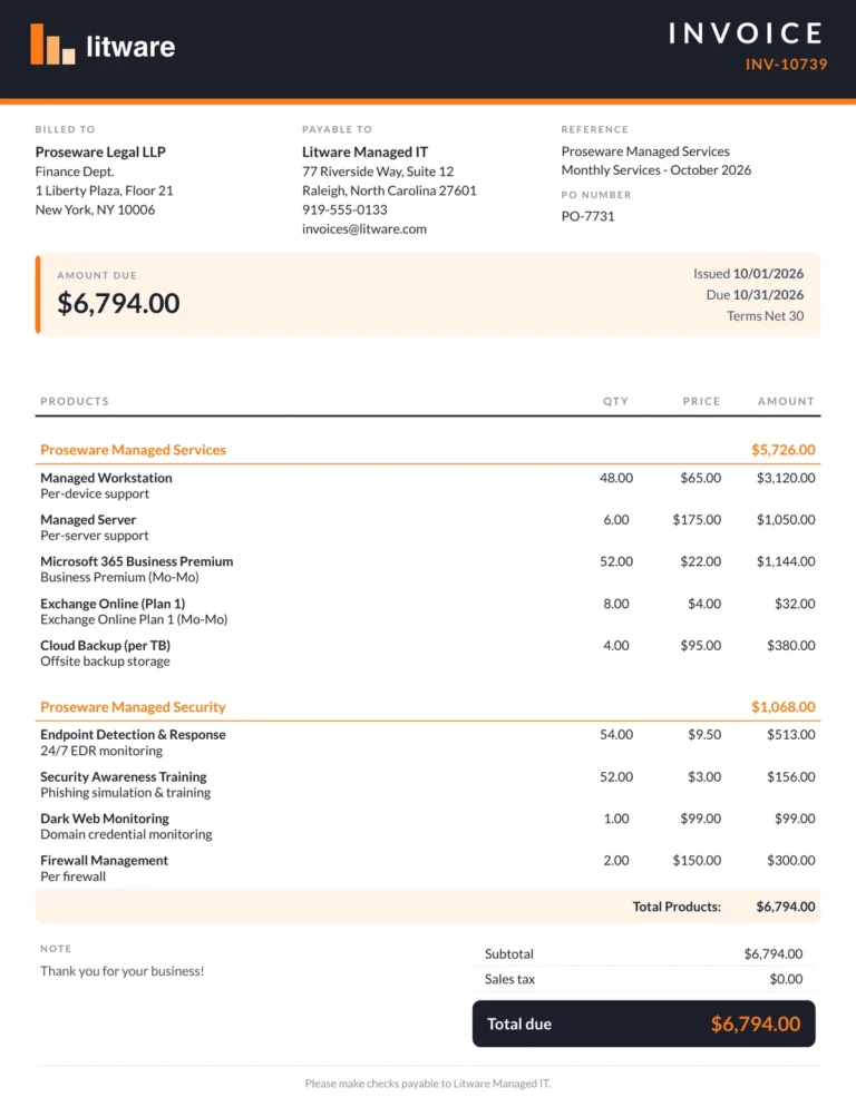 Bold modern ConnectWise invoice template