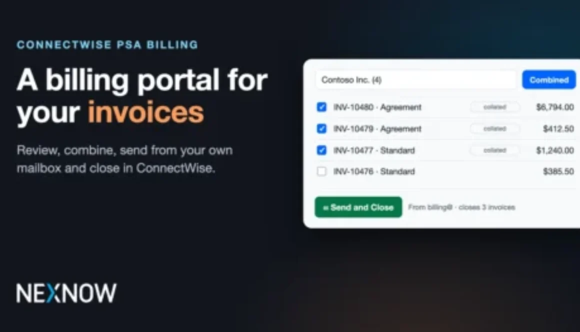 A billing portal for ConnectWise invoices: review, combine, send and close