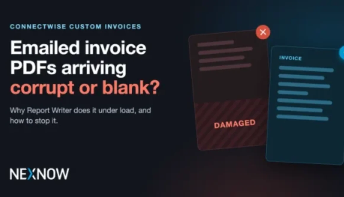 Corrupt emailed ConnectWise invoice PDF next to a good one